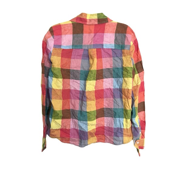 NWT Boden Sienna Colorful Linen Checkered Button Up Shirt Spring Coastal Prep 2R - Picture 13 of 16